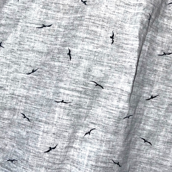 Boys Denim & Flower Gray Bird Print Cotton Short Sleeve Button Down Shirt 11/12 - Picture 3 of 8